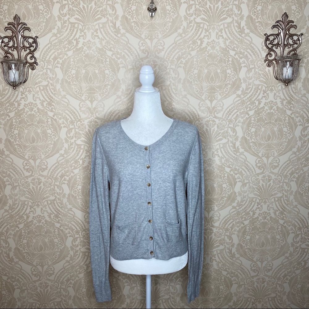 Aeropostale Sheer Dotted Back Button Down Cardigan